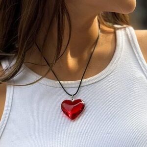 New! Summit Adventure Y2K Red Heart Necklace NWOT